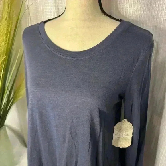 NWT Altar’d State Size S Long Sleeve Ruffle Trim Blue Cotton Tunic Brand New - Picture 2 of 11
